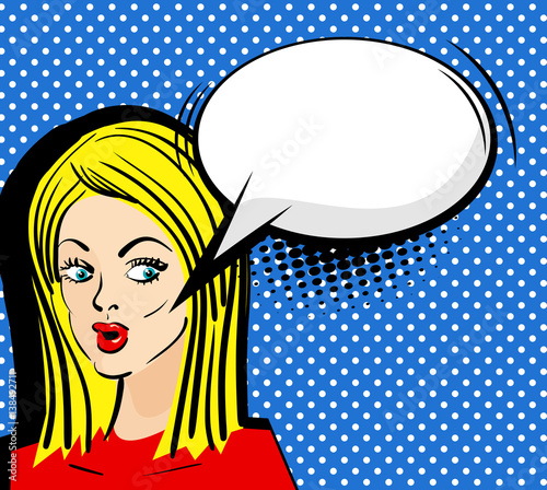 Surprised blonde woman pop art