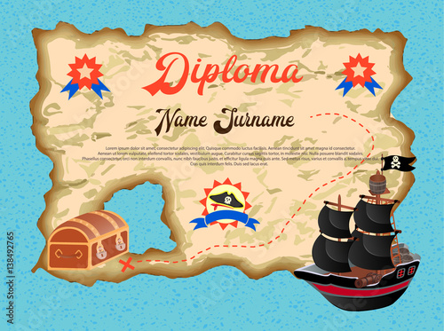 Diploma of the winner in the quest search of pirate treasure