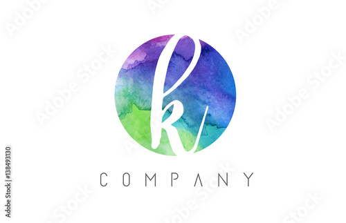 k Watercolor Letter Logo Design with Circular Brush Pattern