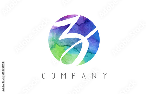 z Watercolor Letter Logo Design with Circular Brush Pattern