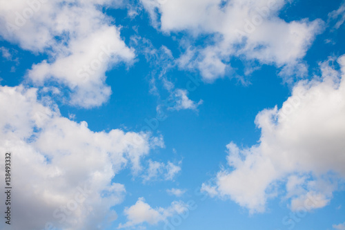 Bright blue sky with white clouds in clear Sunny day