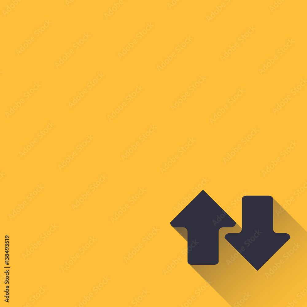 Yellow background with Up and Down Arrow Icon. Vector Icon Illustration. Yellow background with Up and Down Arrow Icon. Vector Icon Illustration.