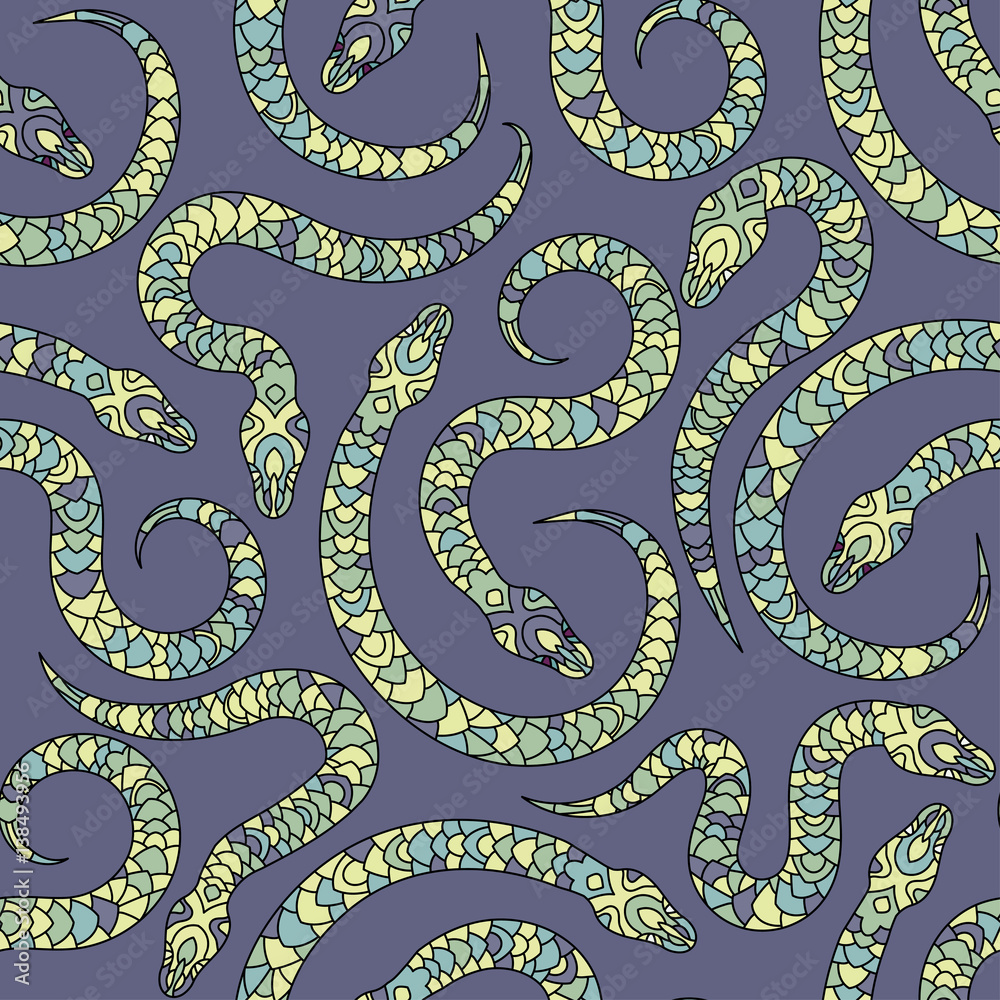 Seamless vector pattern with snakes. Stock Vector | Adobe Stock