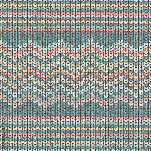 Fabric knitted texture, zigzag seamless pattern in trendy colors 2017, illustration.