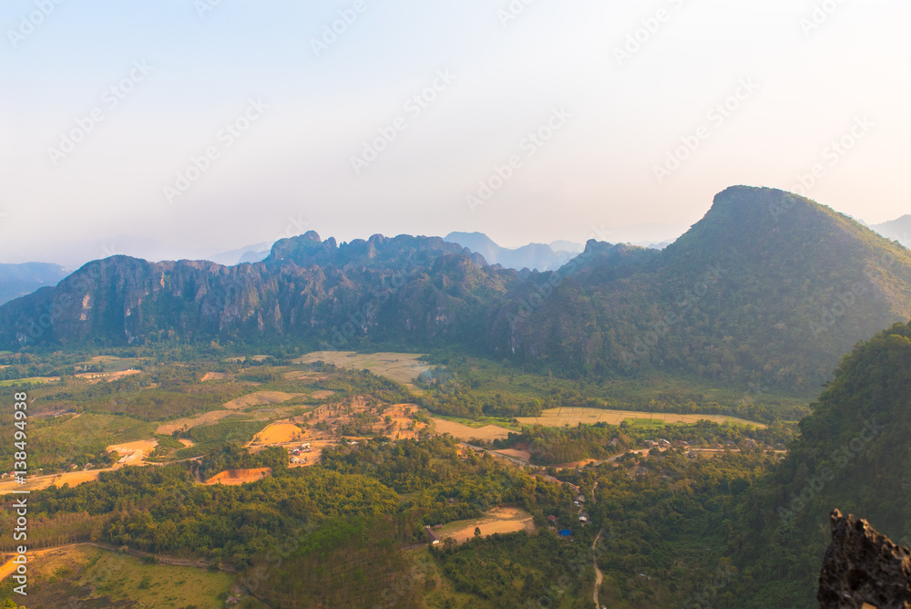 view on Pha Ngern Mountain at Vang Vieng, Laos view on Pha Ngern Mountain at Vang Vieng, Laos
