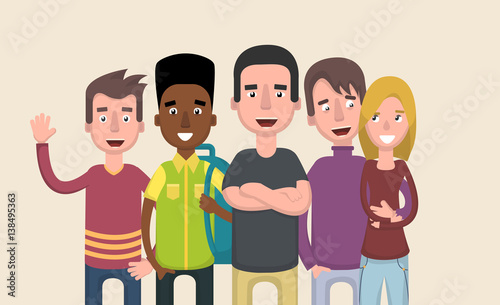 Characters of students on a light background.