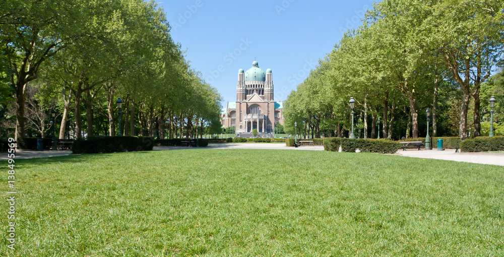 The National Basilica of the Sacred Heart, Brussels, Belgium. The church, on Koekelberg hill, is a landmark on the Brussels skyline. It is the largest building in Art Deco style in the world.