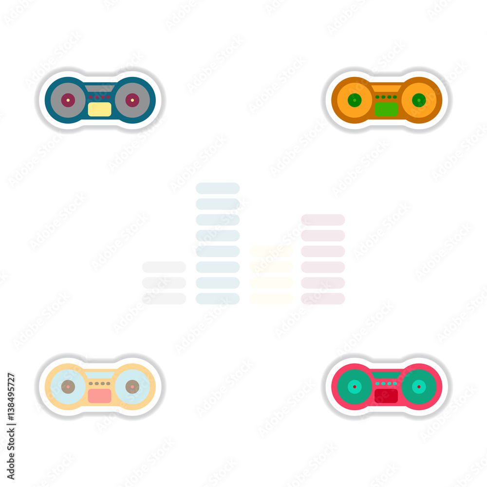 Set of color label design collection of music recorder