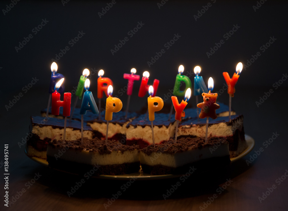 Photography Poster herzlichen glückwunsch torte mit kerzen - Happy Birthday cake with candles