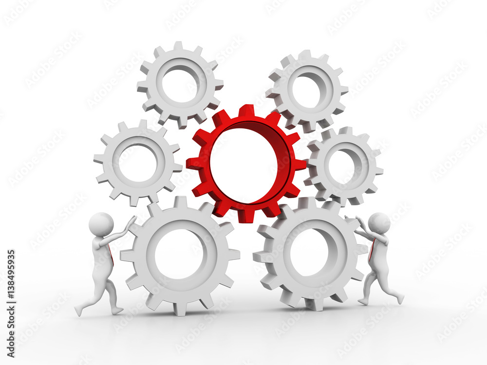 3d people - man, Businessman and gear mechanism, 3D rendering 3d people - man, Businessman and gear mechanism, 3D rendering
