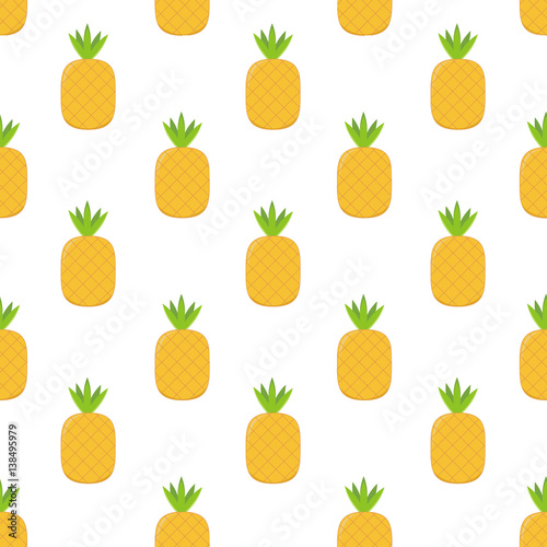 Seamless pattern pineapple on a white background