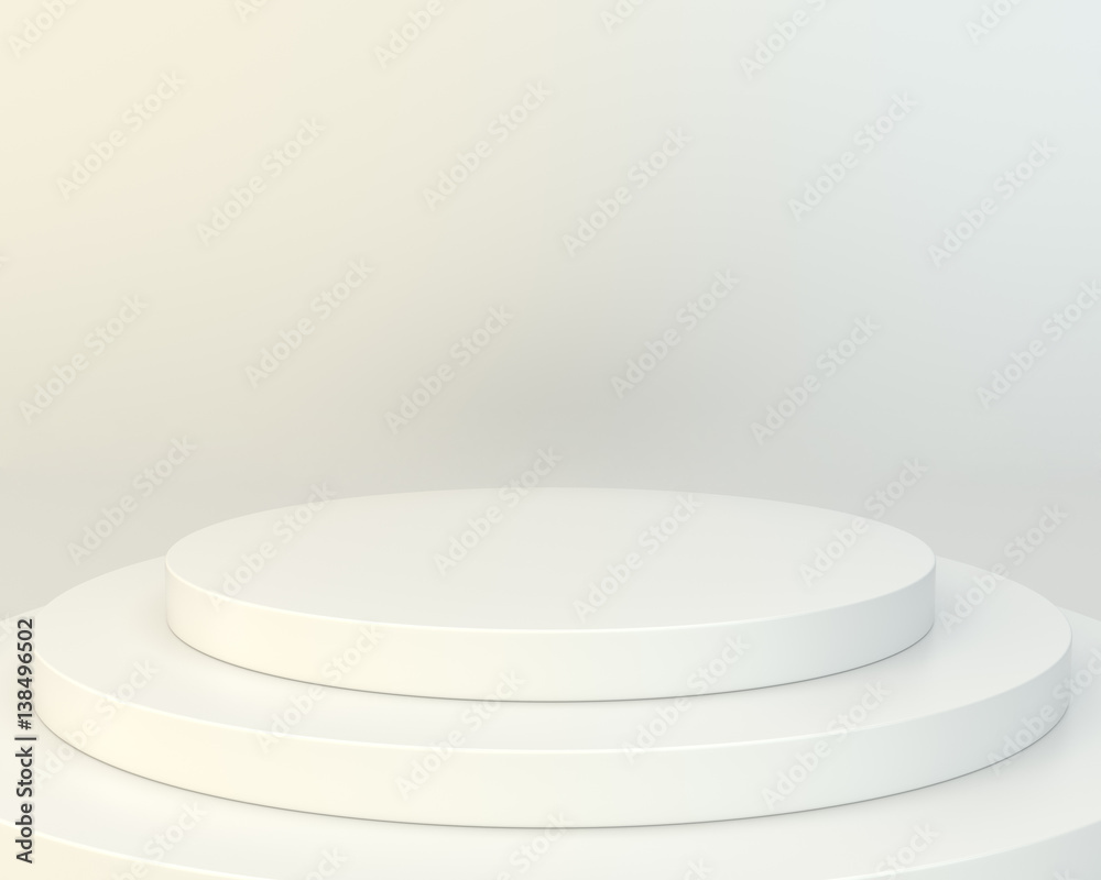 White round podium. Pedestal scene. 3D rendering White round podium. Pedestal scene. 3D rendering