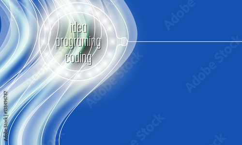 Vector abstract background with the words idea, coding, programing and circular lights
