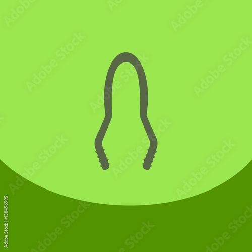 Flat icon with dark shadow forceps for hookah charcoal. Hookah accessories, vector illustration