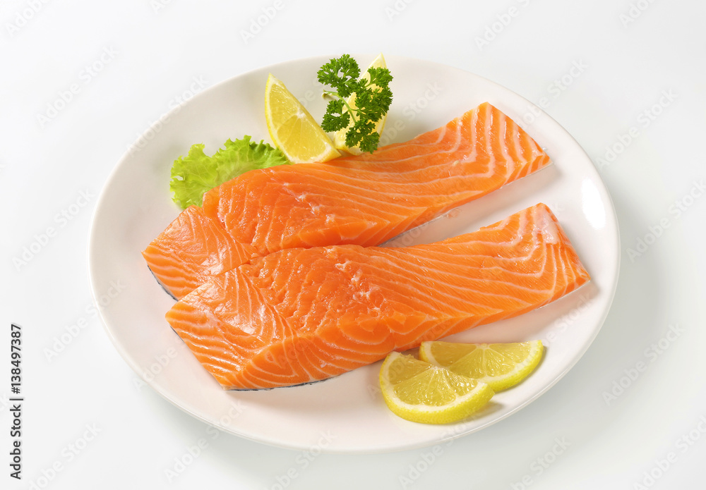 raw salmon fillets raw salmon fillets