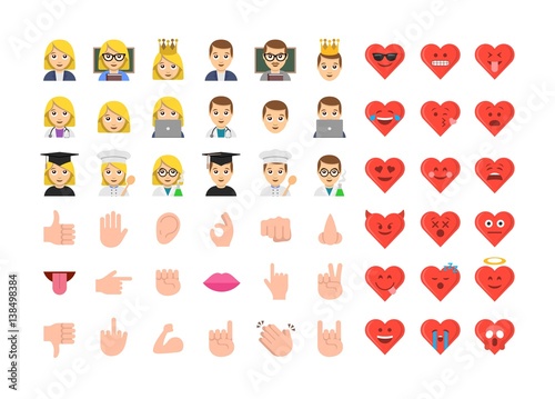 Flat design people emoticon set