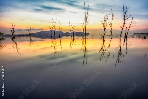 Low light scenery of sunset on the lake © Kawin2k