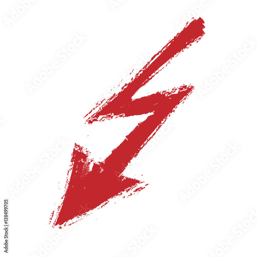 grunge red lightning bolt hand drawn