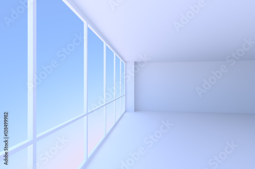 Wallpaper Mural Empty blue business office room with large window perspective view Torontodigital.ca