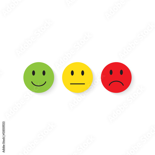 Smiley icons. Cheerful, dissatisfied.