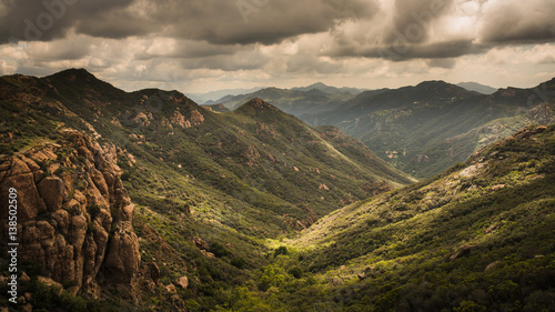 View of Santa Monica Mountains National Recreation Area on a Cloudy Day from Mishe Mokwa Trail to Sandstone Peak photo