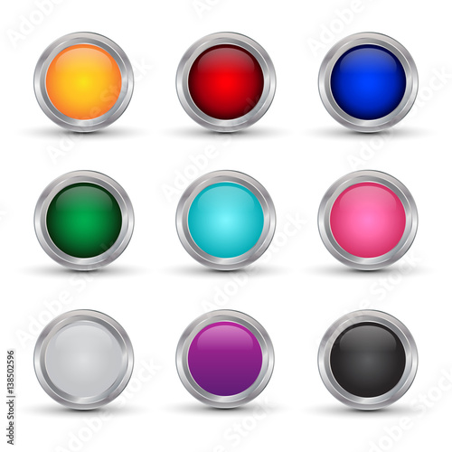 set of shiny web buttons or background with shadow on white background, vector illustration