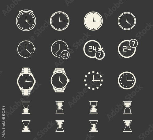 Clock icons set.