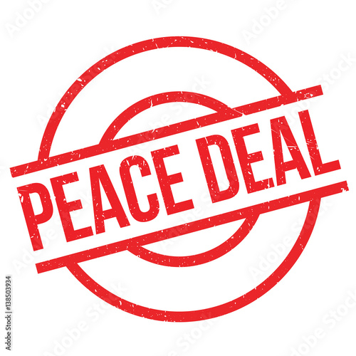 Peace Deal rubber stamp. Grunge design with dust scratches. Effects can be easily removed for a clean, crisp look. Color is easily changed.
