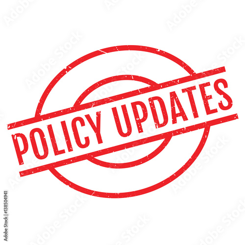 Policy Updates rubber stamp. Grunge design with dust scratches. Effects can be easily removed for a clean, crisp look. Color is easily changed.