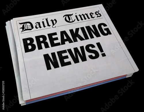 Breaking News Spinning Newspaper Headline 3d Illustration