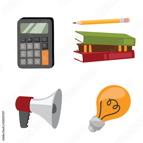 business stress isolated vector illustration office life concept bullhorn meeting report lamp idea calculator book notebook graph diagram