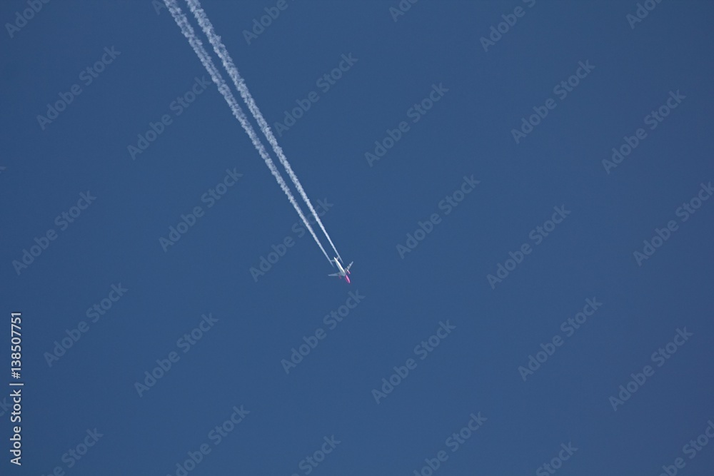 Airplane on blue sky. Airplane on blue sky.