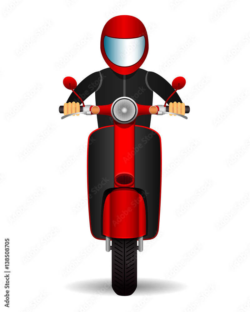 Fototapeta premium scooter biker. front view.