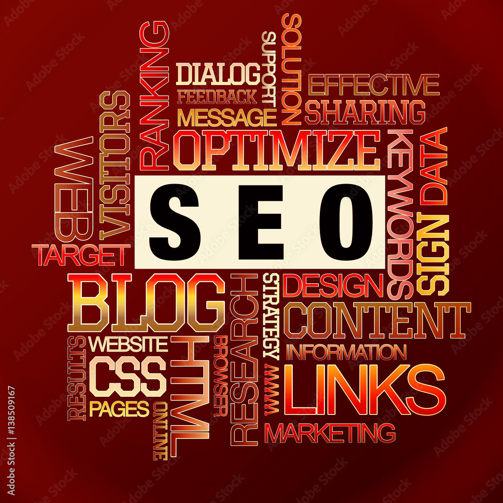 The word cloud of the S E O - Search Engine Optimization