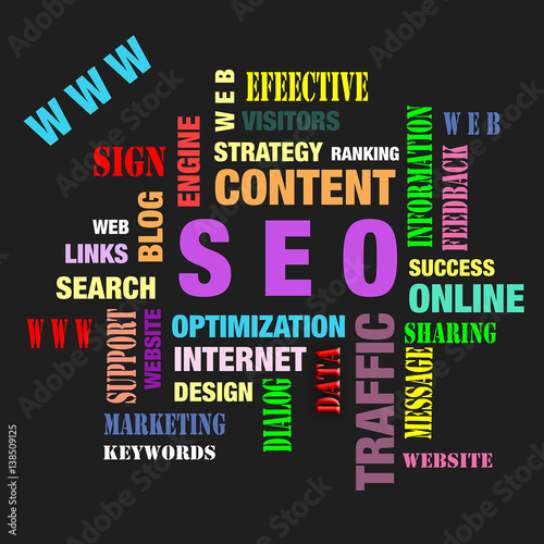 The word cloud of the S E O - Search Engine Optimization photo