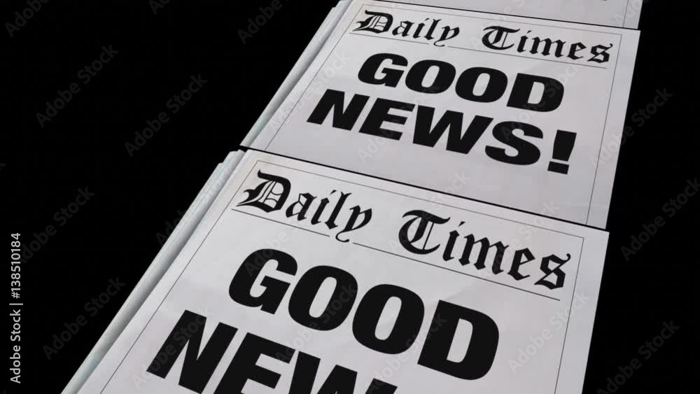Good News Announcement Spinning Newspaper Headline 3d Animation Stock