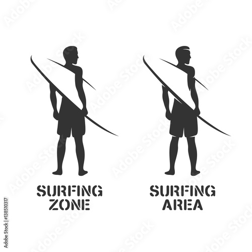Surfing related wall art stencil. Vector vintage illustration.