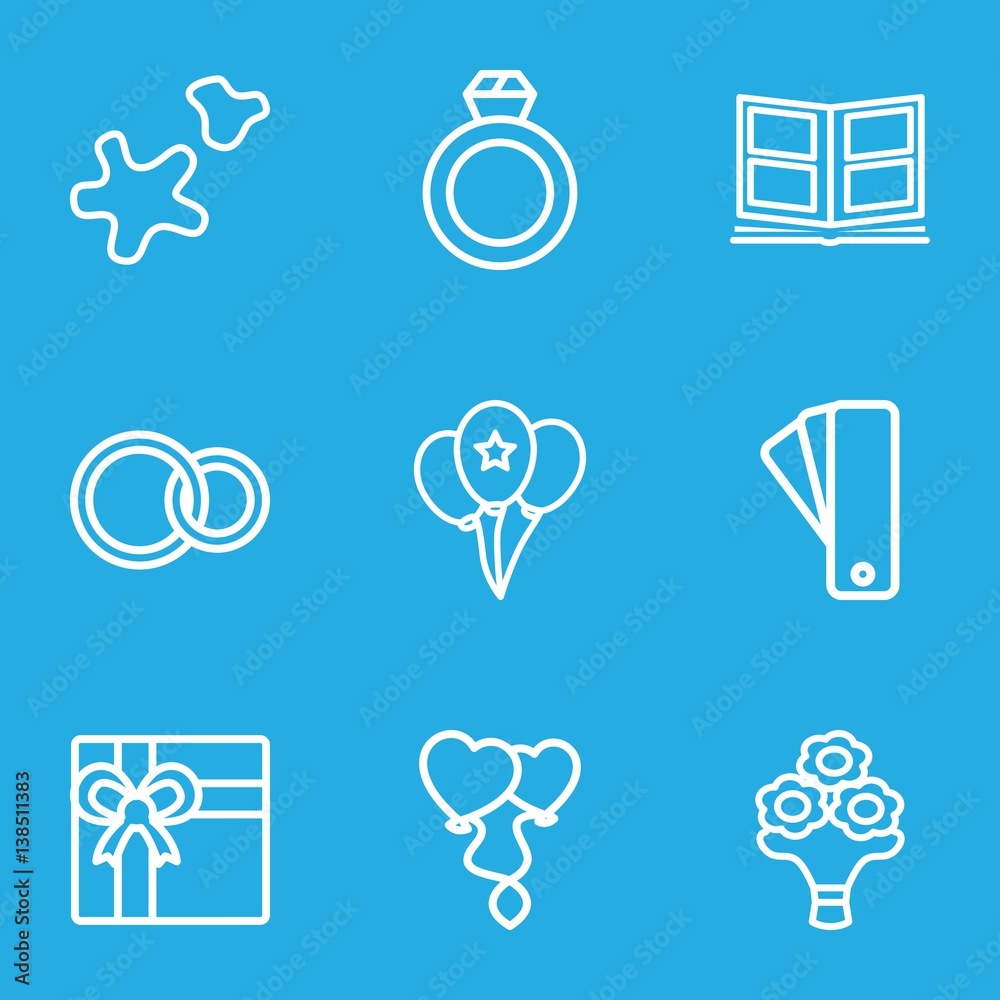 Set of 9 gift outline icons