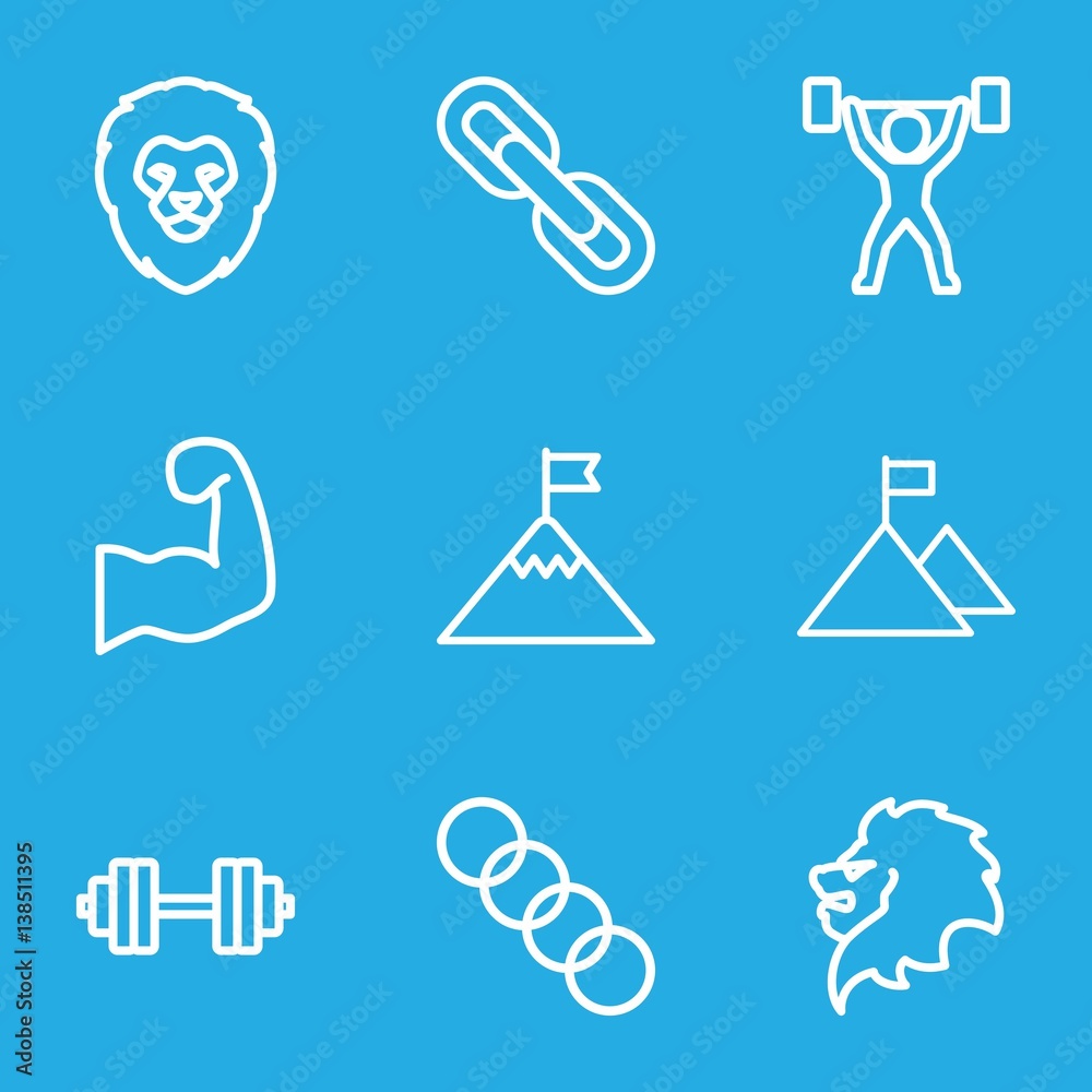 Set of 9 strength outline icons Set of 9 strength outline icons