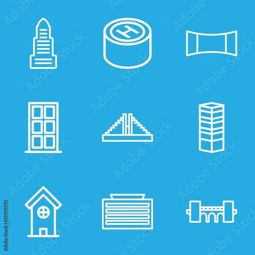 Set of 9 architecture outline icons