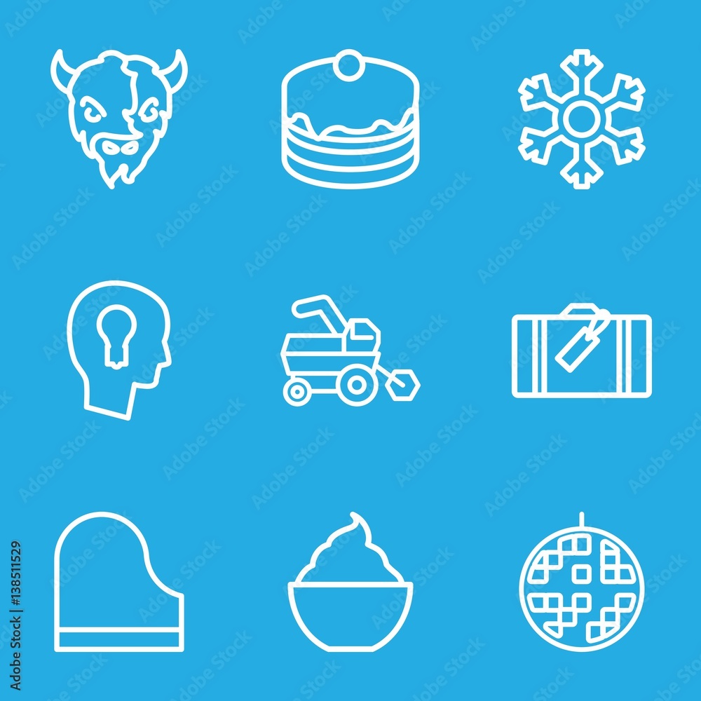 Set of 9 background outline icons