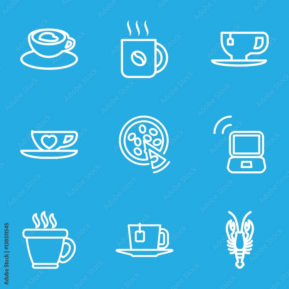Set of 9 cafe outline icons Set of 9 cafe outline icons