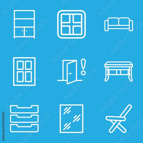 Set of 9 interior outline icons