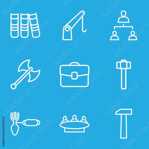 Set of 9 work outline icons