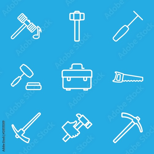 Set of 9 hammer outline icons