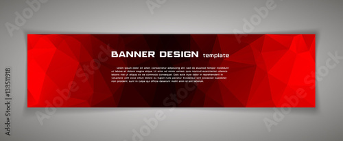 Vector banners. Templates or website headers. Design element. Red colors. low poly background.
