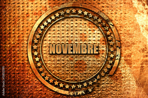 French text  novembre  on grunge metal background  3D rendering
