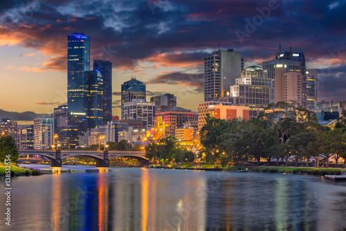 City of Melbourne. Cityscape image of Melbourne, Australia during summer sunset.