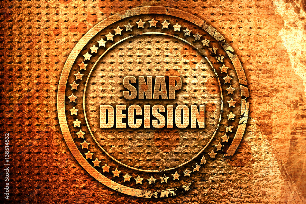 snap decision, 3D rendering, metal text