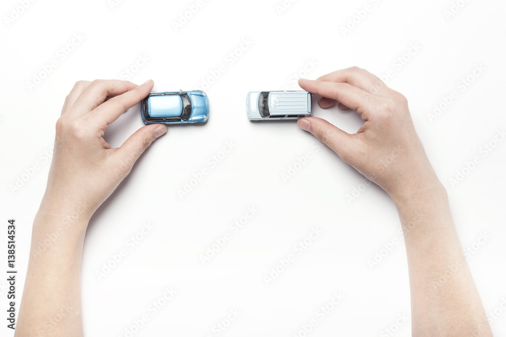 woman hand hold a mini car isolated white woman hand hold a mini car isolated white